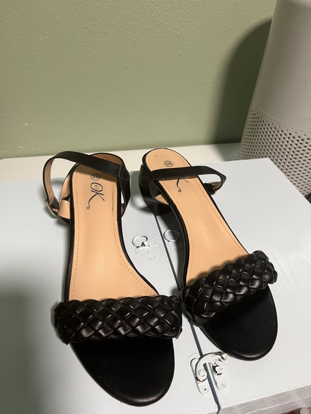 Women's Black Braided Strap Sandals -